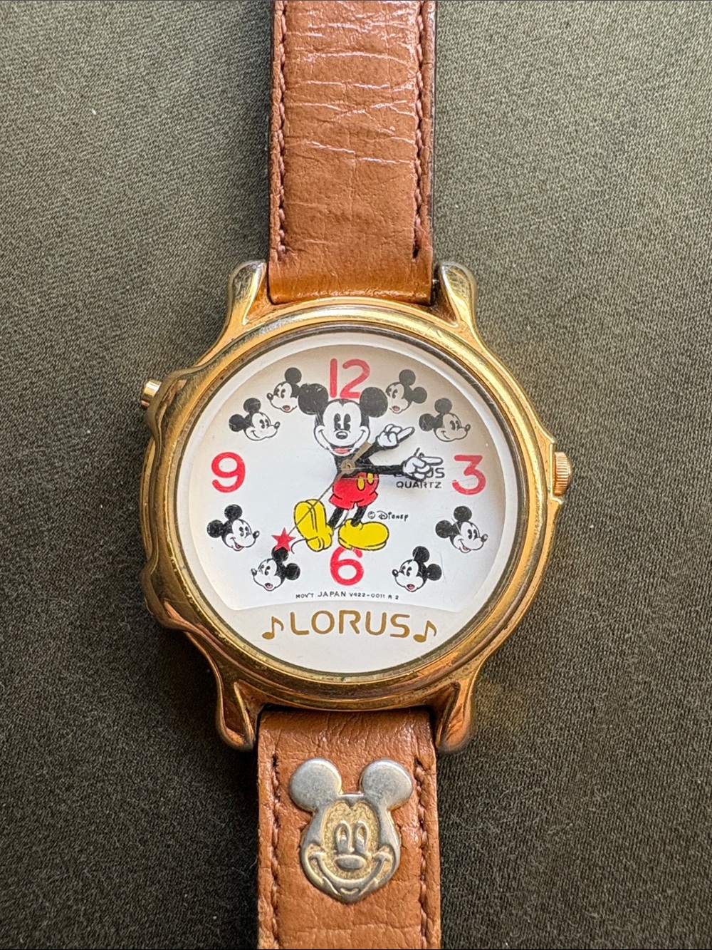 Lorus Disney Mickey Mouse Gold-Tone Quartz Watch in Brown